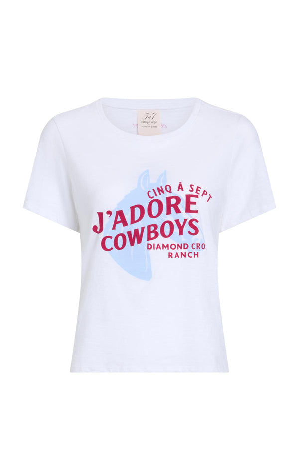 sept cinq Jadore Cowboys Diamond Cross Ranch Shrunken Tee Knit Top