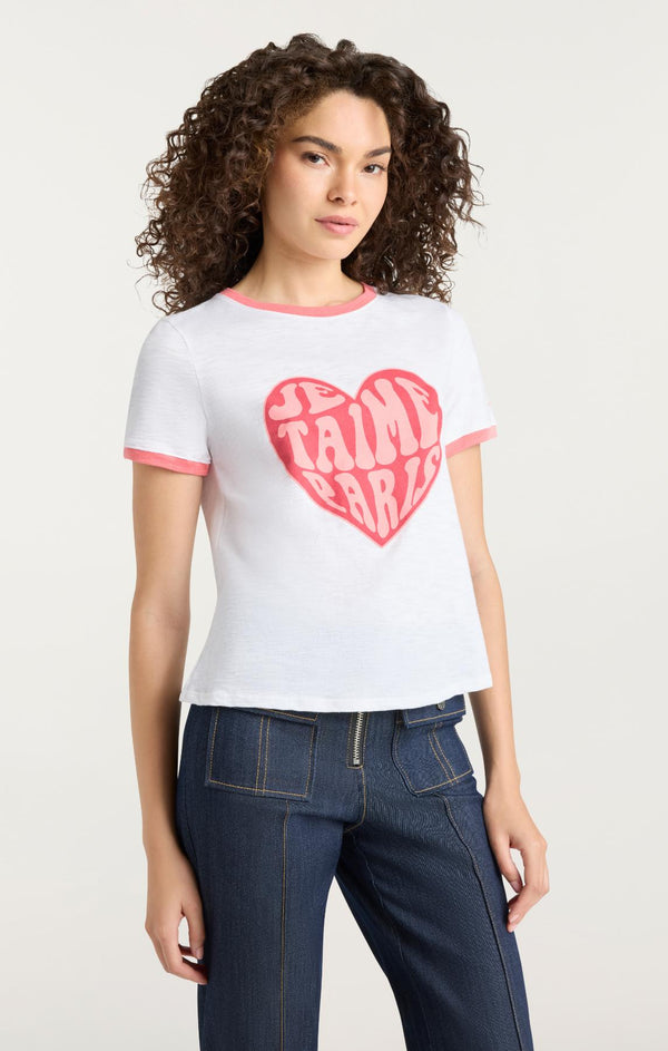 Sept Cinq Je Taime Paris Shrunken Ringer Tee Knit Top