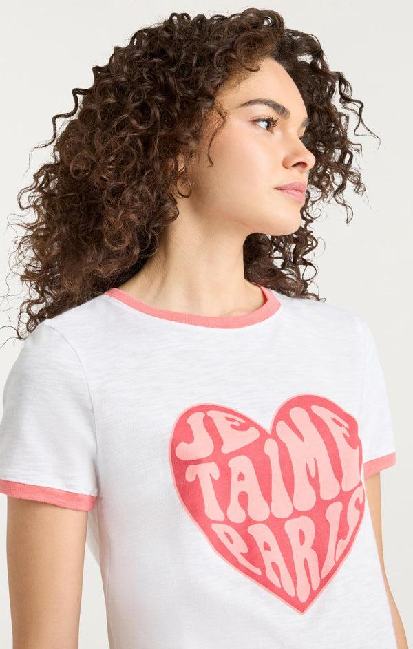 Sept Cinq Je Taime Paris Shrunken Ringer Tee Knit Top
