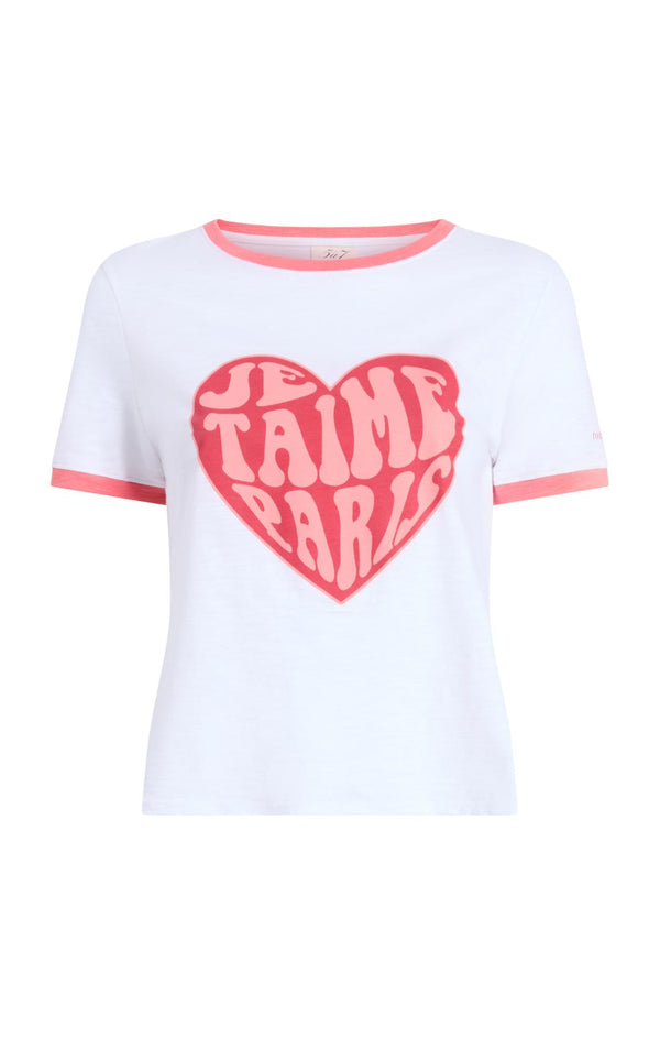 sept cinq Je Taime Paris Shrunken Ringer Tee Knit Top