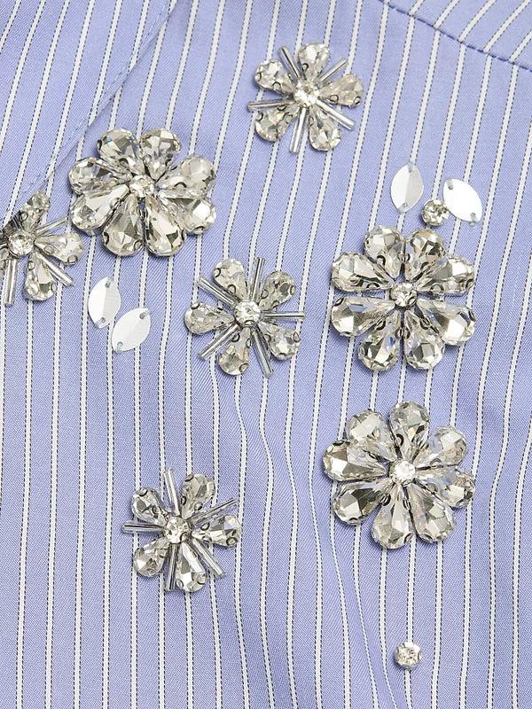 Sept Cinq Lola Stripe Tumbling Flowers Blanche Top Woven Tops