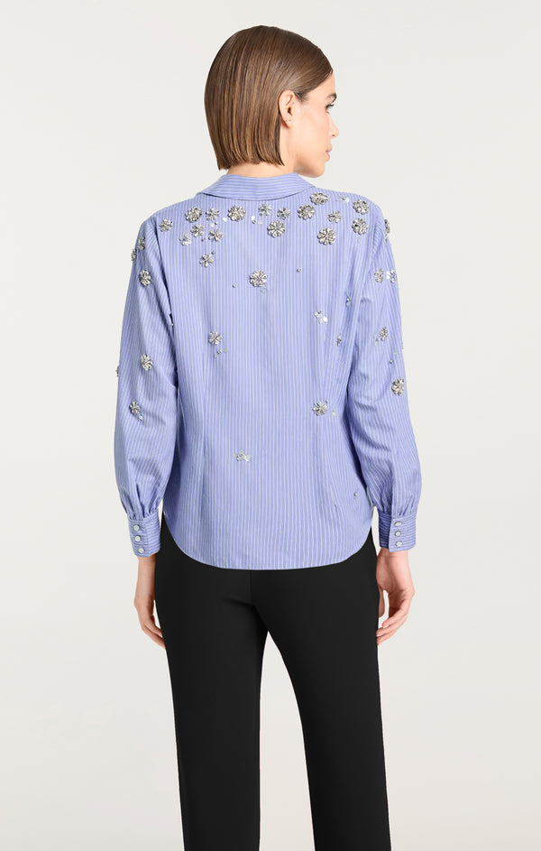 Sept Cinq Lola Stripe Tumbling Flowers Blanche Top Woven Tops