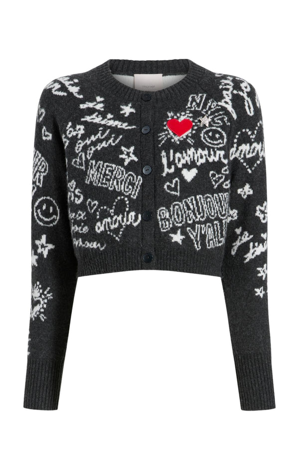 sept cinq Love Doodles Millie Cardigan Sweater Knits