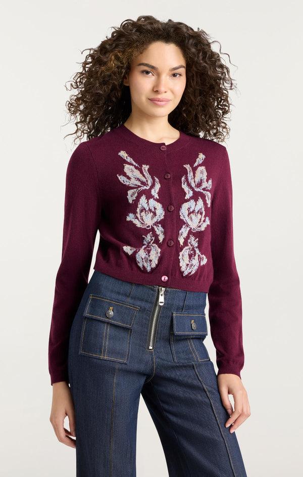 Sept Cinq Multi Tulip Isolde Cardigan Sweater Knits