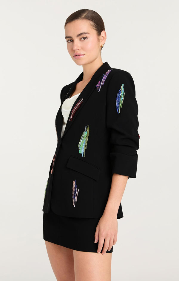 Sept Cinq Paillette Whirl Scrunched Cheyenne Blazer Jacket