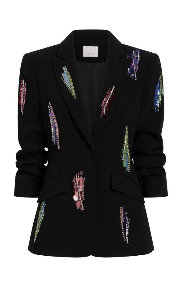 sept cinq Paillette Whirl Scrunched Cheyenne Blazer Jacket