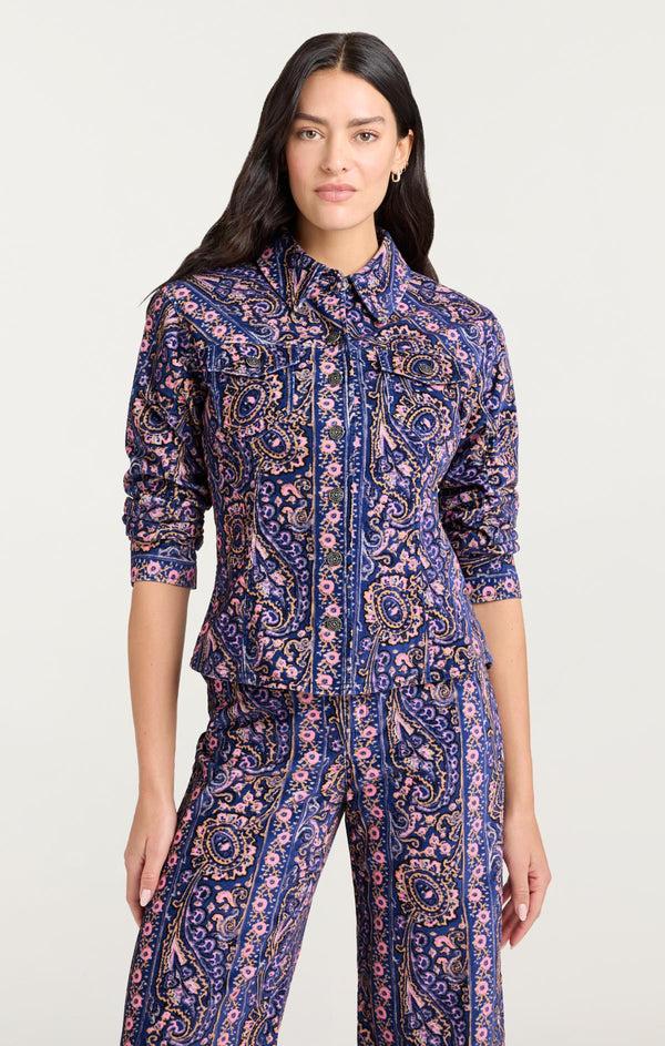 Sept Cinq Paisley Velveteen Scrunched Canyon Jacket Jacket