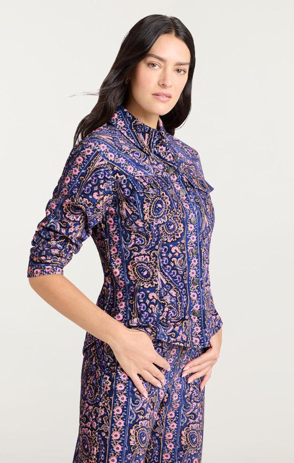 Sept Cinq Paisley Velveteen Scrunched Canyon Jacket Jacket