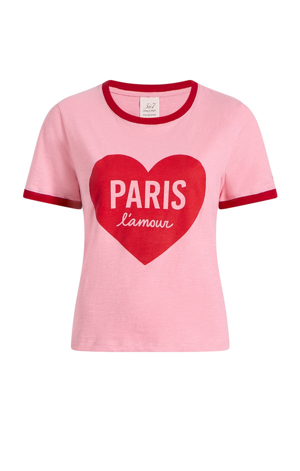 sept cinq Paris Lamour Heart Shrunken Ringer Tee Knit Top