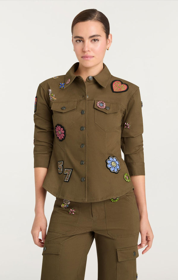 Sept Cinq Retro Love Patches Scrunched Canyon Jacket Jacket