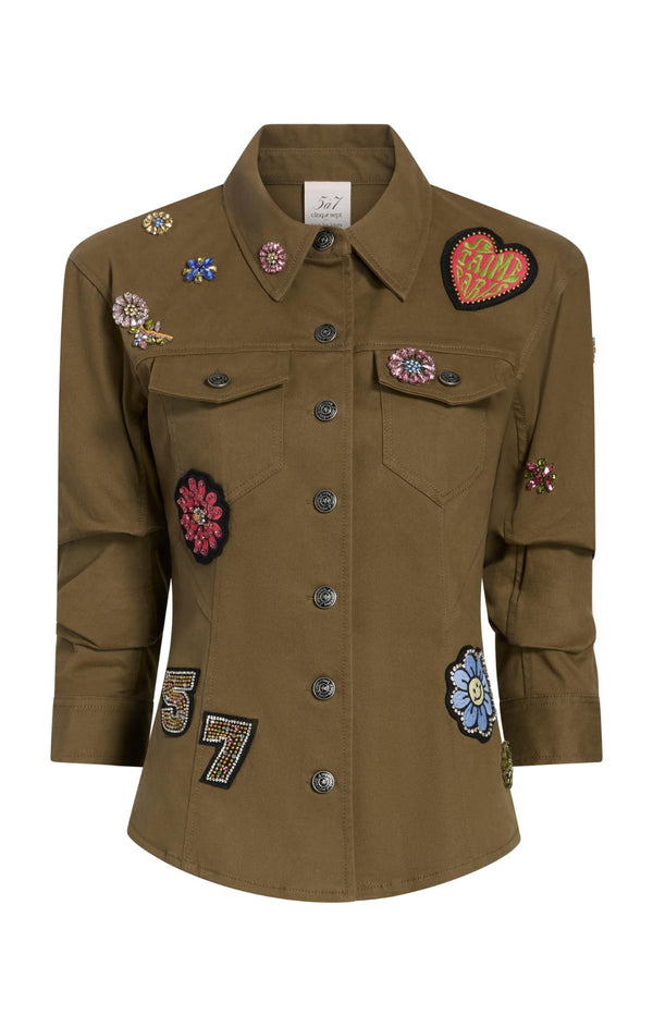 sept cinq Retro Love Patches Scrunched Canyon Jacket Jacket