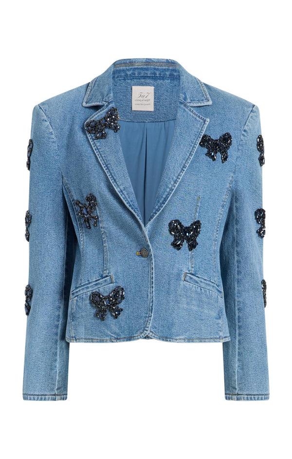 sept cinq Rhinestone Bow Le Petit Long Sleeve Khloe Jean Blazer