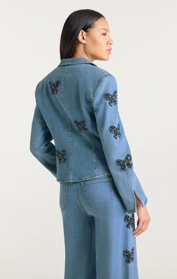 Sept Cinq Rhinestone Bow Le Petit Long Sleeve Khloe Jean Blazer