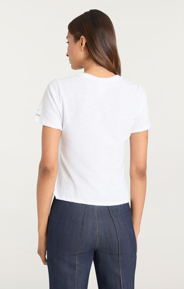 Sept Cinq Rhinestone Paris Doodle Shrunken Tee Knit Top