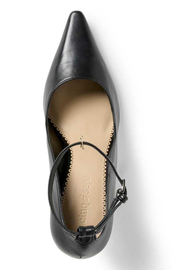 Sept Cinq Riley Soft Curve Pointed Toe Ankle Strap Heel Heel