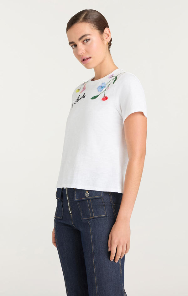 Sept Cinq 3D Floral Vine Shrunken Tee Knit Top