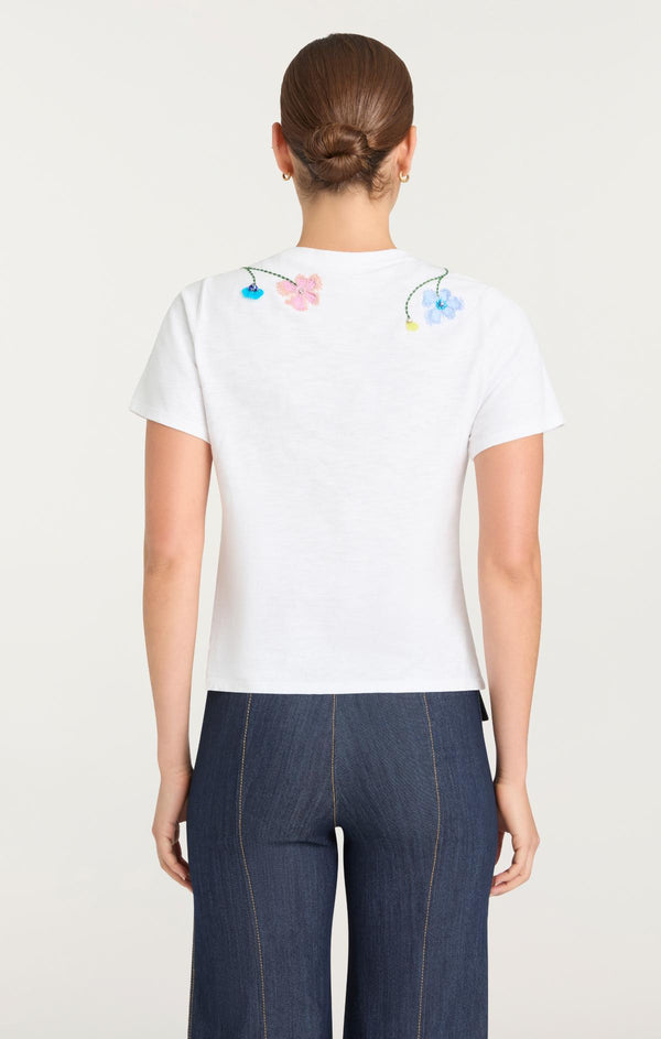 Sept Cinq 3D Floral Vine Shrunken Tee Knit Top