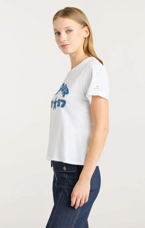 Sept Cinq Amour 57 Patch Shrunken Tee Knit Top