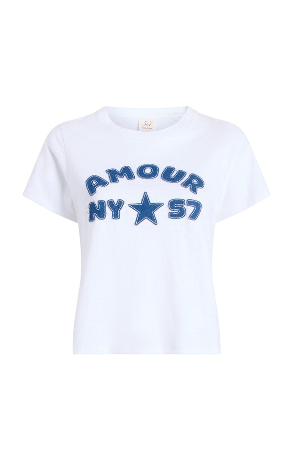 sept cinq Amour 57 Patch Shrunken Tee Knit Top