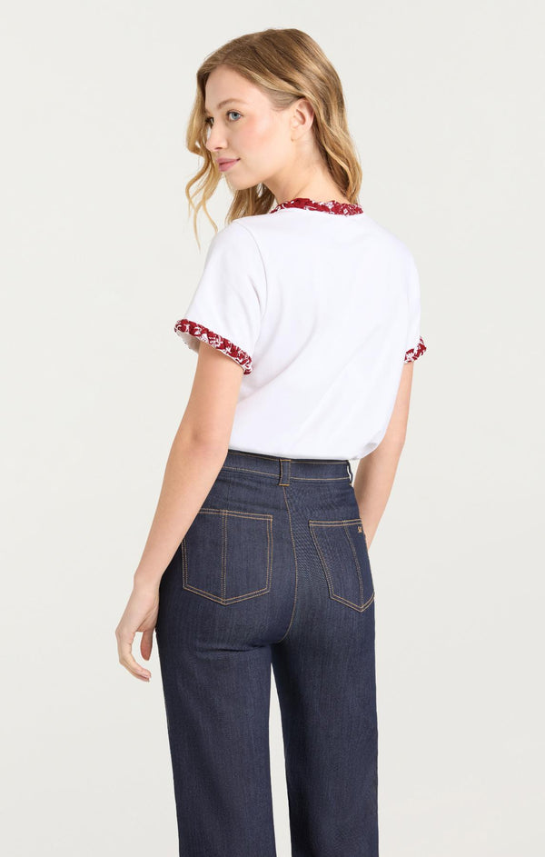 Sept Cinq Bandana Braided Tee Knit Top