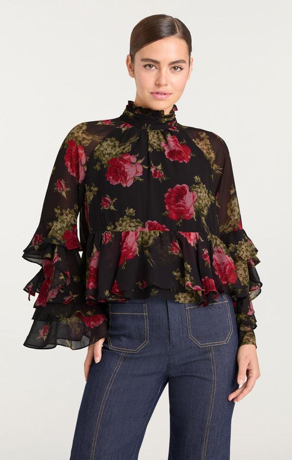 Sept Cinq Baroque Roses Skylah Top Woven Tops
