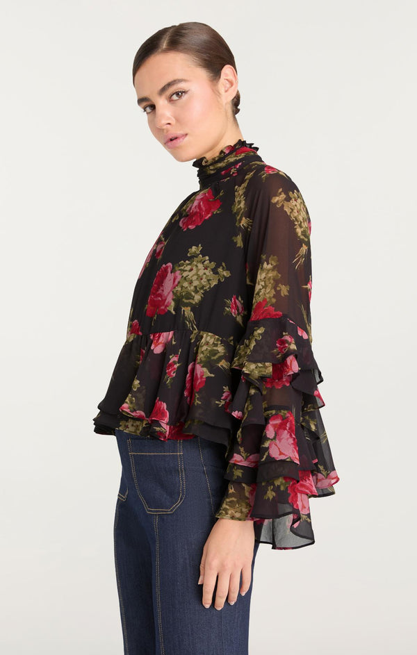 Sept Cinq Baroque Roses Skylah Top Woven Tops