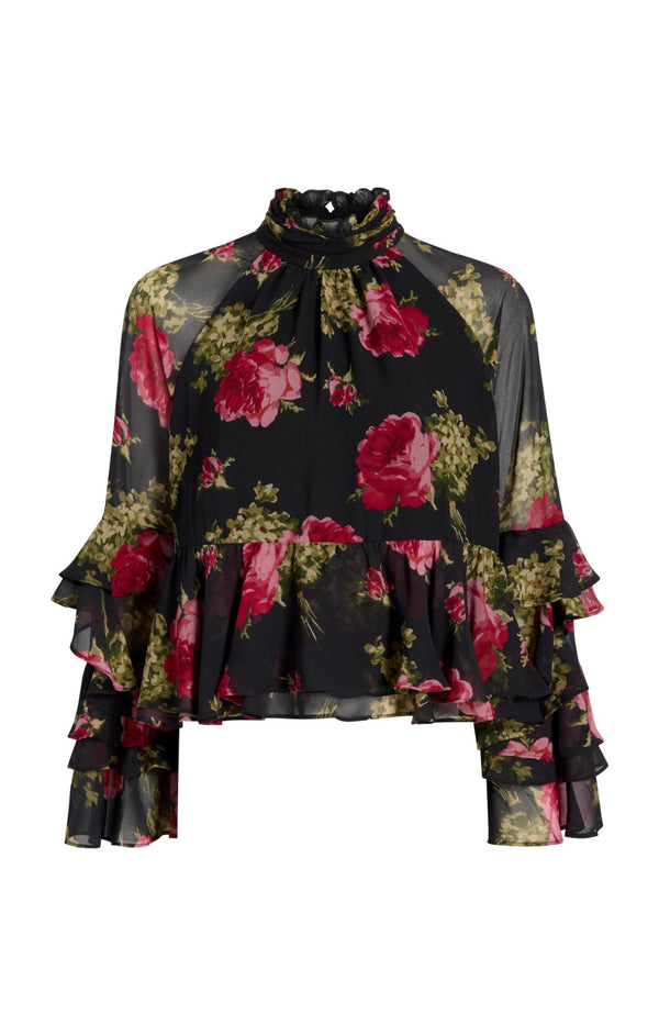 sept cinq Baroque Roses Skylah Top Woven Tops