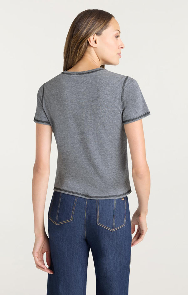 Sept Cinq Bonjour Smiley Shrunken Tee Knit Top