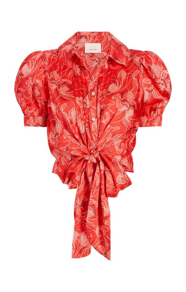 sept cinq Botanical Floral Abena Top Woven Tops