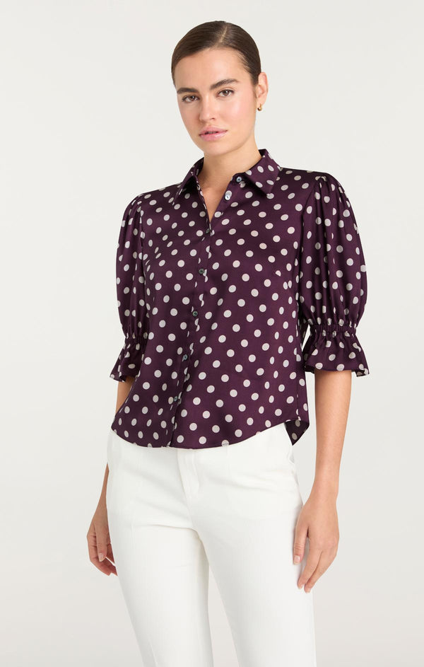 Sept Cinq Camille Polka Dot Fiona Top Woven Tops