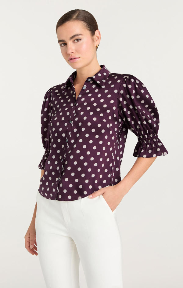 Sept Cinq Camille Polka Dot Fiona Top Woven Tops