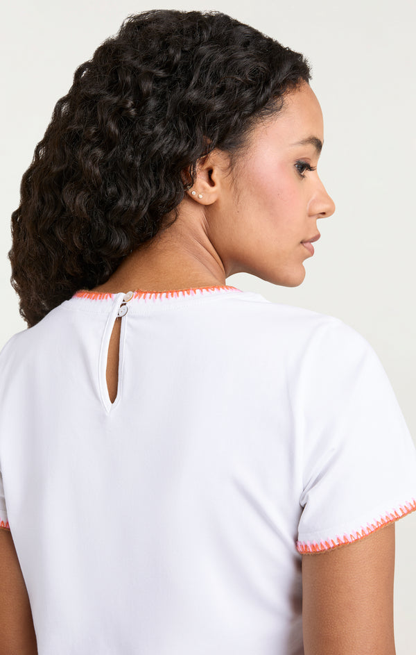 Sept Cinq Crochet Shrunken Tee Knit Top