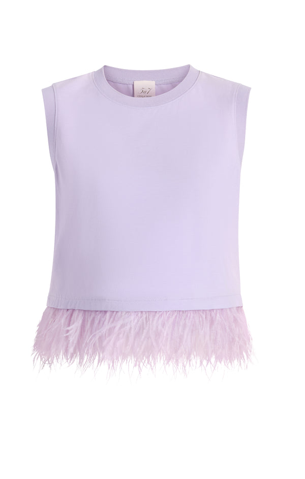 sept cinq Cropped Feather Tee Knit Top