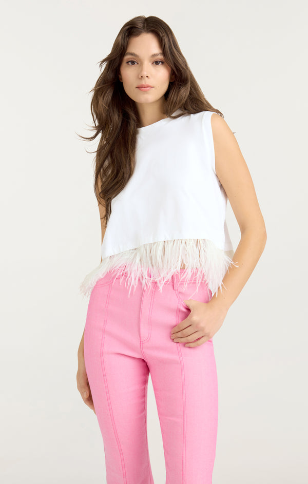Sept Cinq Cropped Feather Tee Tees