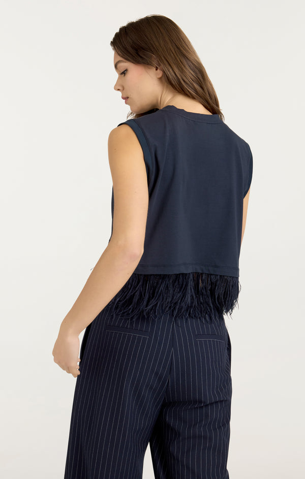 Sept Cinq Cropped Feather Tee Tees