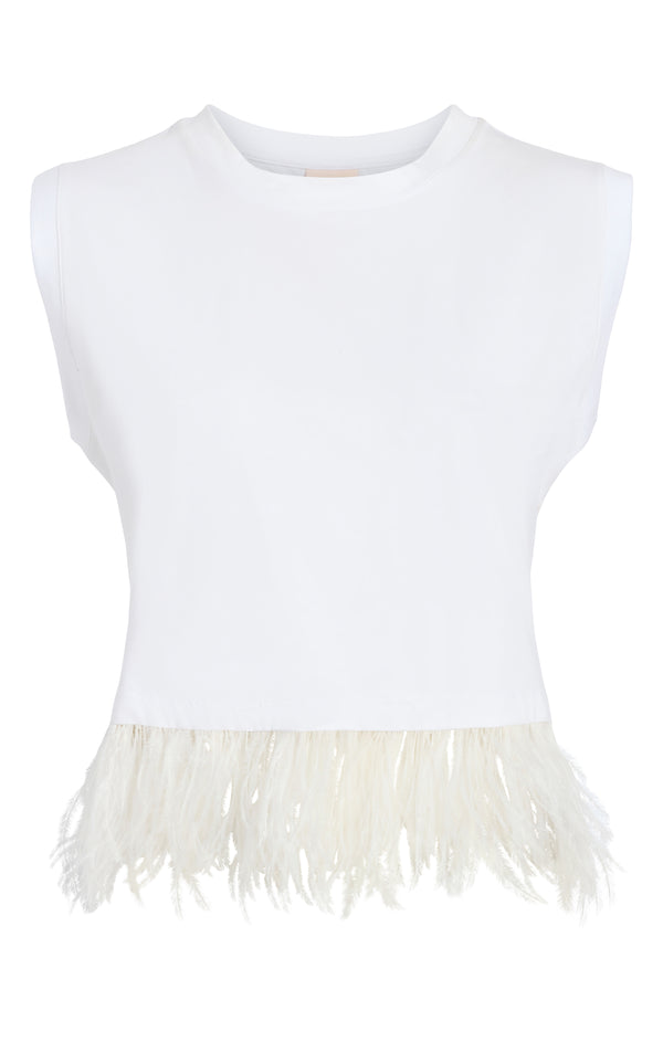 Sept Cinq Cropped Feather Tee Tees