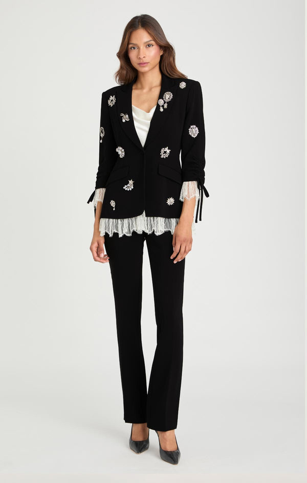 sept Cinq Crystal Brooch Roxie Blazer Jacket