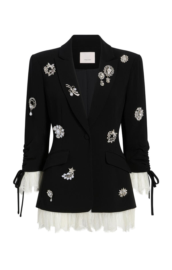 Sept Cinq Crystal Brooch Roxie Blazer Jacket