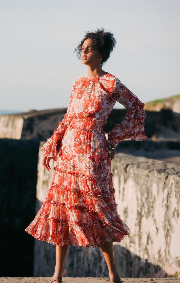 Sept Cinq Damask Sunnina Midi Dress Dress