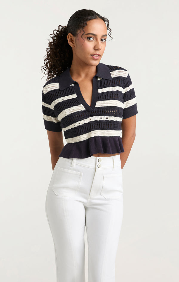 Sept Cinq Elvire Knit Polo Pullover Sweater Knits