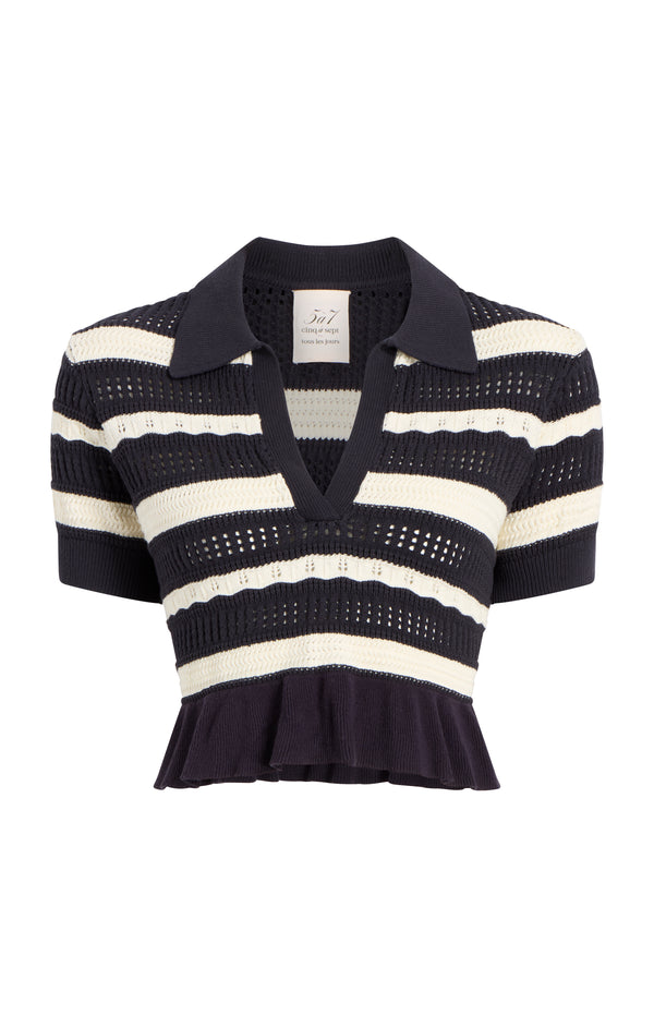 sept cinq Elvire Knit Polo Pullover Sweater Knits