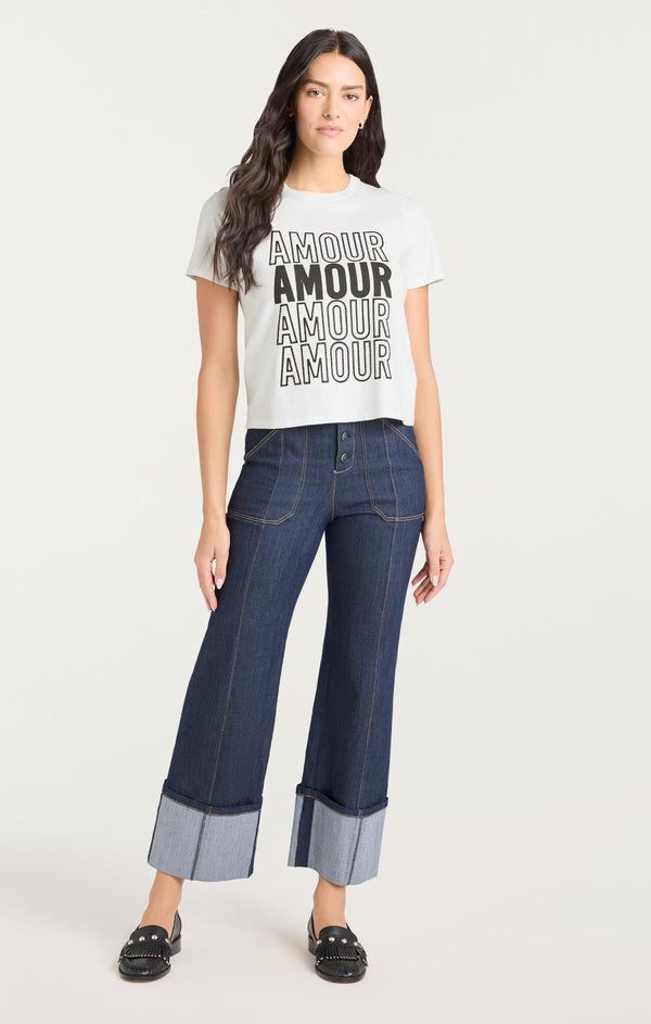 Sept Cinq Embellished Amour Tee Knit Top
