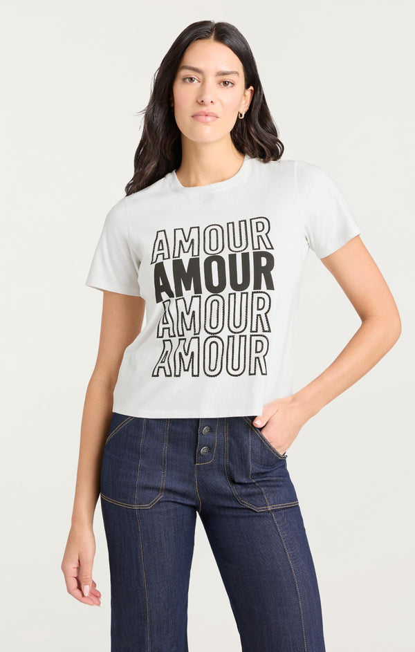 Sept Cinq Embellished Amour Tee Knit Top