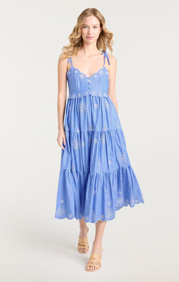 Sept Cinq Embroidered Stripe Darcey Dress Dress