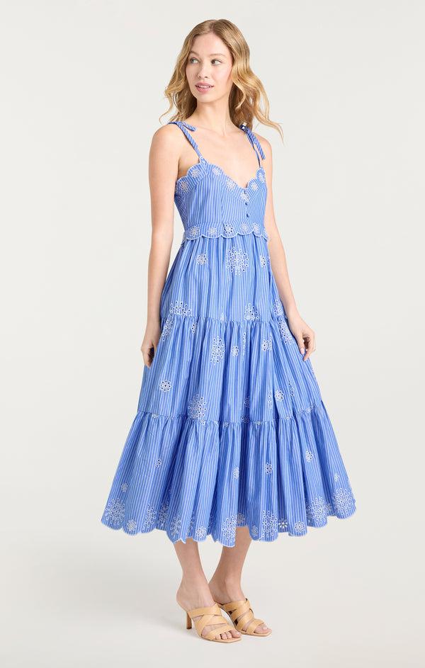 Sept Cinq Embroidered Stripe Darcey Dress Dress