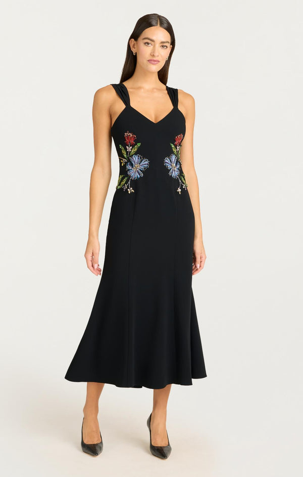 Sept Cinq Floral Mixed Media Andre Dress Dress