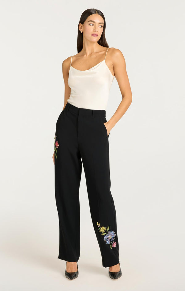 Sept Cinq Floral Mixed Media Harlan Pant Pants