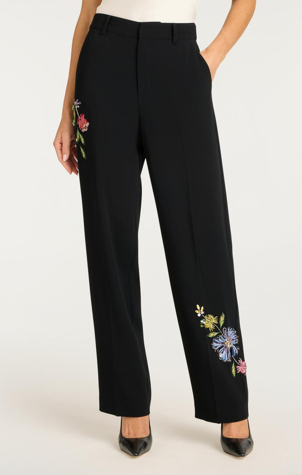 Sept Cinq Floral Mixed Media Harlan Pant Pants