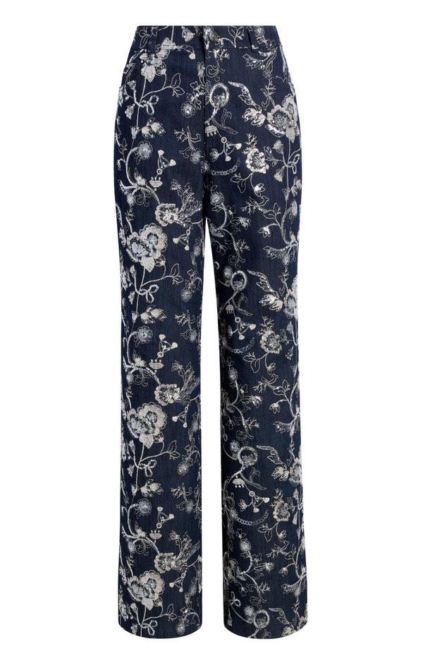 sept cinq Garden Embroidered Nolita Jeans Pants