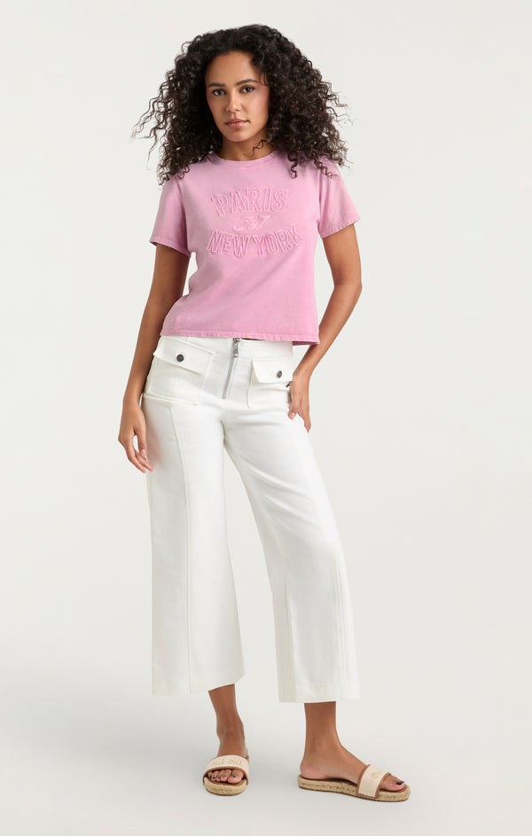 Sept Cinq Garment Dye Logo Shrunken Tee Knit Top